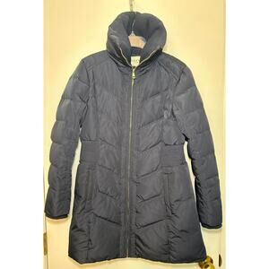Cole Haan Navy Blue Signature Fitted Tailored Down Coat Jacket Puffer Womens M
